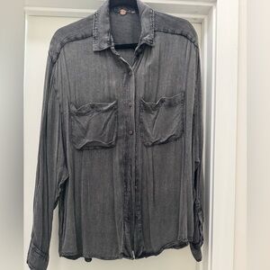 Free People Charcoal Textured Top